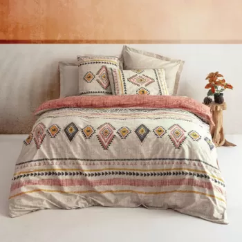 Lenjerie de pat dubla (EU) (IT), Felix - Tile Red, Cotton Box, Bumbac Ranforce imagine