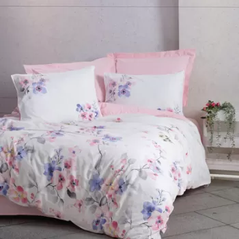 Lenjerie de pat dubla (EU) (IT), Jayda - Pink, Cotton Box, Bumbac Ranforce imagine