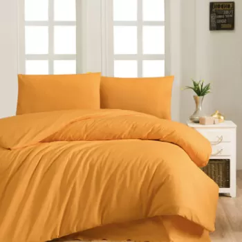 Lenjerie de pat dubla (EU) (IT), Mustard, Patik, Bumbac Ranforce imagine