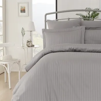 Lenjerie de pat dubla, Exclusive Line - Silver Grey, Primacasa by Turkiz, Bumbac Satinat imagine