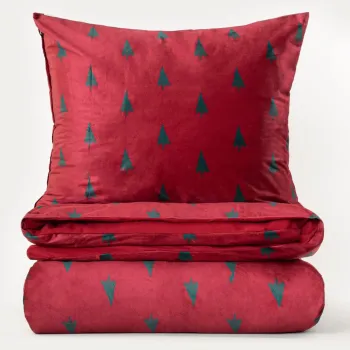 Lenjerie de pat dubla Festa, Homla, 3 piese, 160x200 cm, poliester, rosu/verde imagine