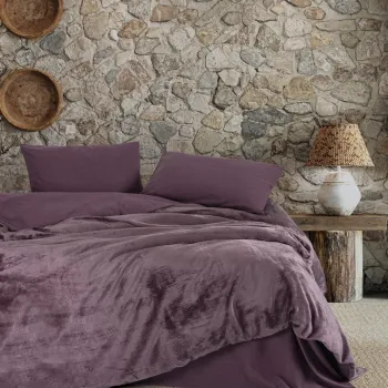 Lenjerie de pat dubla, Flossy - Plum, Cotton Box, Policoton imagine