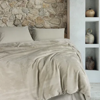 Lenjerie de pat dubla, Flossy - Stone, Cotton Box, Policoton imagine