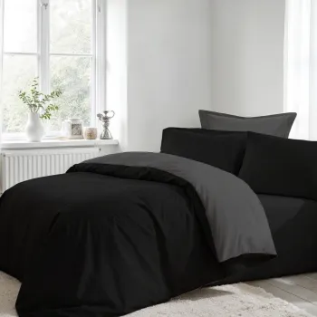 Lenjerie de pat dubla (FR), L'essentiel Maison, Black, Antracit, Negru / Antracit imagine
