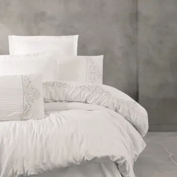 Lenjerie de pat dubla, Genny - White, Cotton Box, Bumbac Satinat imagine