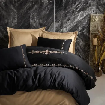 Lenjerie de pat dubla, Gloria - Gold, Cotton Box, Bumbac Satinat imagine