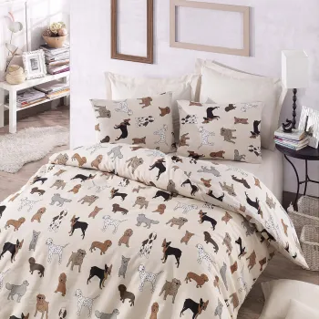 Lenjerie de pat dubla, Havhav - Cream, Eponj Home, 65% bumbac/35% poliester imagine