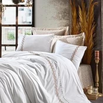 Lenjerie de pat dubla Ines - Beige, Cotton Box, 6 piese, 240x260 cm, bumbac ranforce, bej imagine