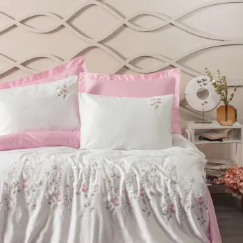 Lenjerie de pat dubla, Jolie - Pink, Cotton Box, Bumbac Satinat imagine