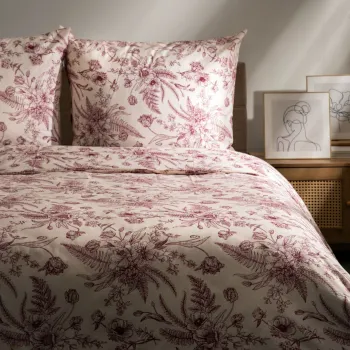 Lenjerie de pat dubla Kamari, Homla, 3 piese, 160x200 cm, bumbac, bej/roz imagine