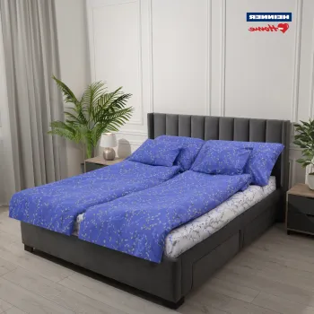 Lenjerie de pat dubla Kim, Heinner Home, 4 piese, 200x220 cm, 100% bumbac, albastru imagine