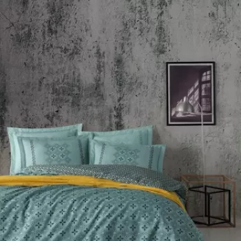 Lenjerie de pat dubla King, 3 piese, 220x240 cm, 100% bumbac ranforce, Primacasa by Turkiz, Minimal, albastru imagine