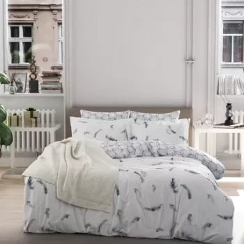 Lenjerie de pat dubla King, 3 piese, 220x240 cm, 100% bumbac ranforce, Turkiz, Paradise, albastru inchis imagine