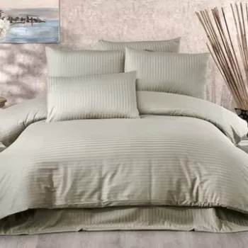 Lenjerie de pat dubla King, 3 piese, 220x240 cm, 100% bumbac satinat, Whitney, Lilyum, cappuccino imagine