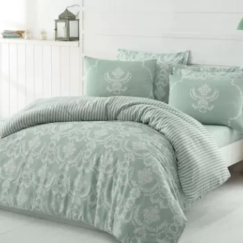 Lenjerie de pat dubla King, 3 piese, 220x240 cm, amestec bumbac, Eponj Home, Pure, verde marin imagine