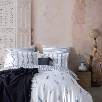 Lenjerie de pat dubla King (DE), Kilyos - Blue, Primacasa by T?rkiz, Bumbac Satinat imagine