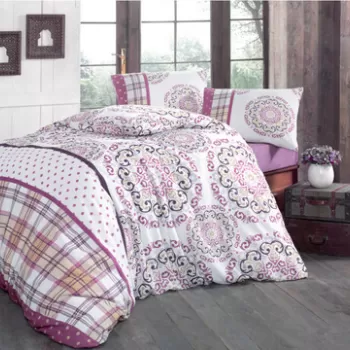 Lenjerie de pat dubla King (EU) (ES), 3 piese, Asya, Victoria, 65% bumbac/35% poliester imagine
