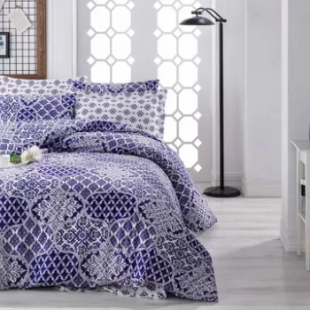 Lenjerie de pat dubla King (EU) (ES), Donjette - Dark Blue, Pearl Home, Bumbac Ranforce imagine