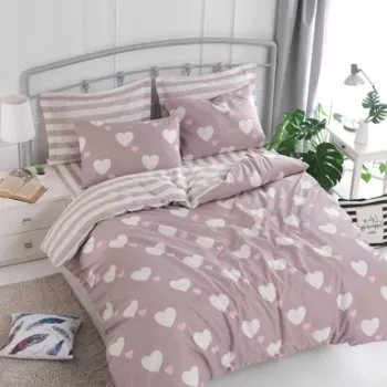 Lenjerie de pat dubla King (EU) Herz, Eponj Home, 3 piese, 260x220 cm, amestec bumbac, albastru imagine