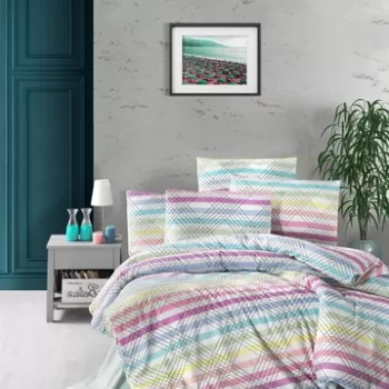 Lenjerie de pat dubla King (EU) Vals, Victoria, 3 piese, 260x220 cm, amestec bumbac, multicolor imagine