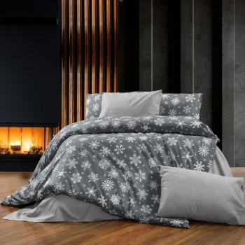 Lenjerie de pat dubla King (FR), 3 piese, L'essentiel Maison, Chr-Coverset-5, Alb/Gri imagine