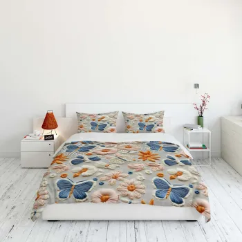 Lenjerie de pat dubla King (FR), 3 piese, L'essentiel Maison, FLW_DVT25-12, Multicolor imagine