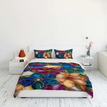 Lenjerie de pat dubla King (FR), 3 piese, L'essentiel Maison, FLW_DVT25-33, Multicolor imagine