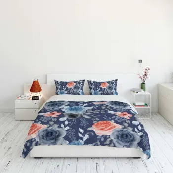 Lenjerie de pat dubla King (FR), 3 piese, L'essentiel Maison, FLW_DVT25-9, Multicolor imagine