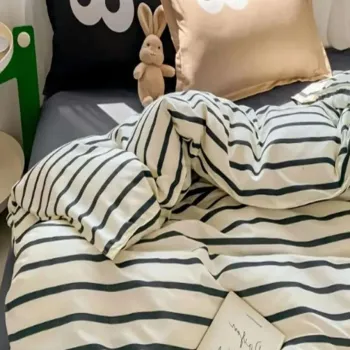 Lenjerie de pat dubla King (FR), 3 piese, L'essentiel Maison, Funny, Negru/Maro imagine