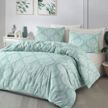 Lenjerie de pat dubla King (FR), 3 piese, L'essentiel Maison, Post, Apa Verde imagine