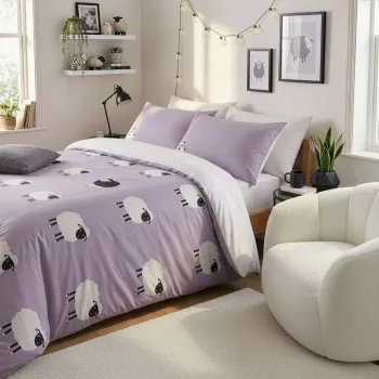 Lenjerie de pat dubla King (FR), 3 piese, L'essentiel Maison, The Black Sheep, Lila imagine