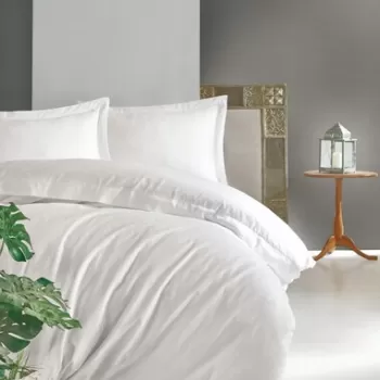 Lenjerie de pat dubla King(FR) Elegant, Cotton Box, 3 piese, 240x220 cm, bumbac satinat, alb imagine