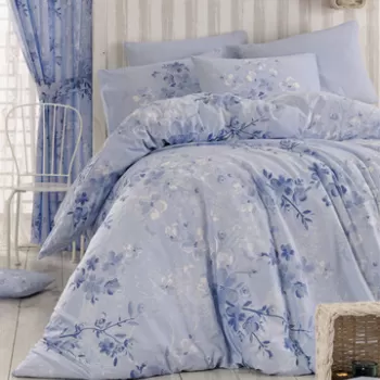 Lenjerie de pat dubla King (FR), Elena - Blue, Pearl Home, Bumbac Ranforce imagine