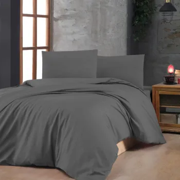 Lenjerie de pat dubla King (FR), L'essentiel Maison, Anthracite, Antracit imagine