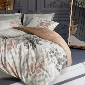 Lenjerie de pat dubla King (FR), L'essentiel Maison, Blatt, Gri imagine