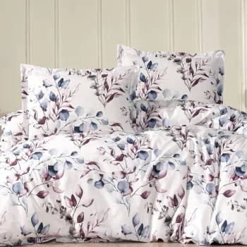 Lenjerie de pat dubla King (FR), L'essentiel Maison, Blossom, Alb / Mov / Albastru / Gri imagine