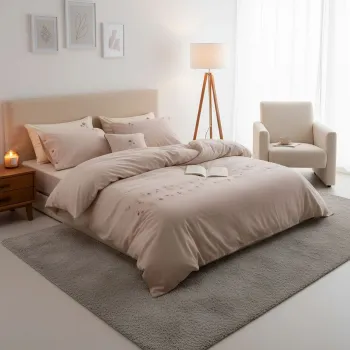 Lenjerie de pat dubla King (FR), L'essentiel Maison, Brise Printaniere, Roz prafuit imagine