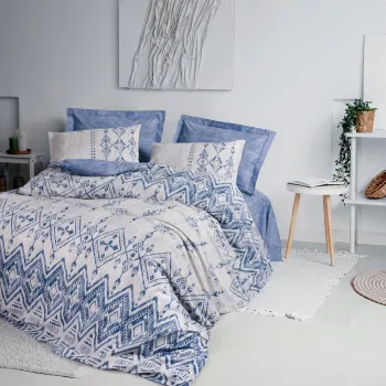 Lenjerie de pat dubla King (FR), L'essentiel Maison, Cleo, Albastru imagine