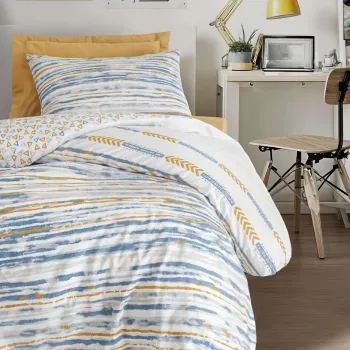 Lenjerie de pat dubla King (FR), L'essentiel Maison, Dashon, Bumbac Ranforce, Galben imagine