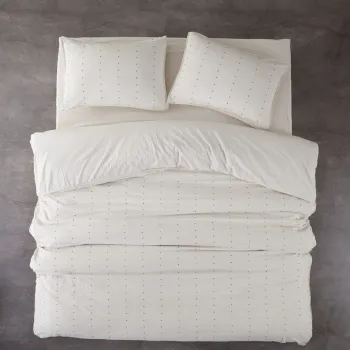 Lenjerie de pat dubla King (FR), L'essentiel Maison, Encorte, Crem/Negru imagine