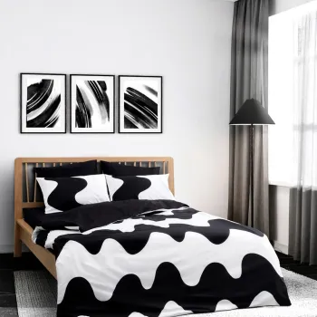 Lenjerie de pat dubla King (FR), L'essentiel Maison, Flow, Negru imagine