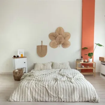 Lenjerie de pat dubla King (FR), L'essentiel Maison, Green Wood, Verde/Alb imagine