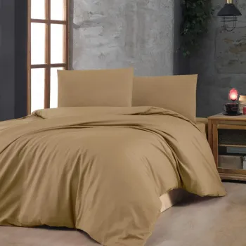 Lenjerie de pat dubla King (FR), L'essentiel Maison, Light Brown, Maro deschis imagine