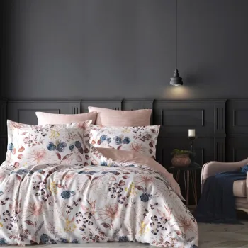 Lenjerie de pat dubla King (FR), L'essentiel Maison, Lily, Alb / Somon / Galben / Roz imagine