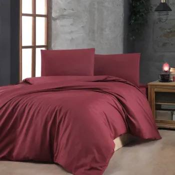 Lenjerie de pat dubla King (FR), L'essentiel Maison, Maroon, Maro imagine