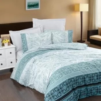 Lenjerie de pat dubla King(FR) Vena - Mint, Victoria, 3 piese, 240x220 cm, bumbac satinat, verde imagine