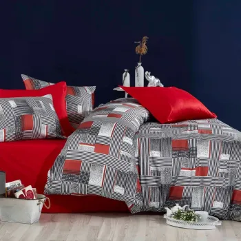 Lenjerie de pat dubla King (IT), 3 piese, L'essentiel Maison, 478, Multicolor imagine