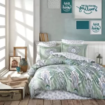 Lenjerie de pat dubla King (IT), Mavarova - Mint, Primacasa by T?rkiz, Bumbac Satinat imagine