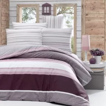 Lenjerie de pat dubla King Quilt(FR) Savoy, Victoria, 3 piese, 240x220 cm, bumbac ranforce, lila imagine