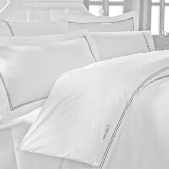 Lenjerie de pat dubla King Size, Cotton Box, Mehves, 6 piese, 240x260 cm, bumbac satinat, alb imagine